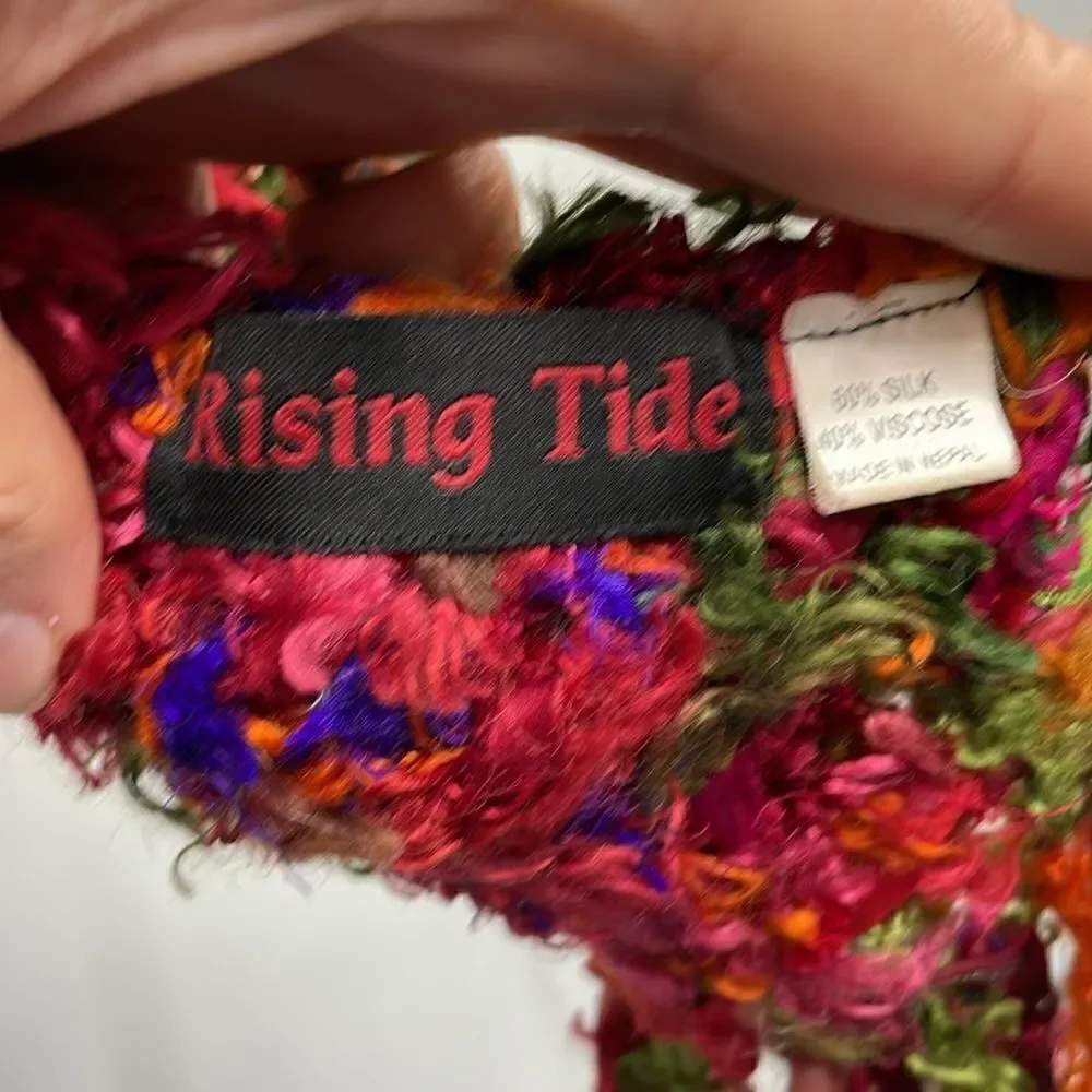 Rising Tide Boho Silk Blend Colorful rectangular scarf 5” x 72”